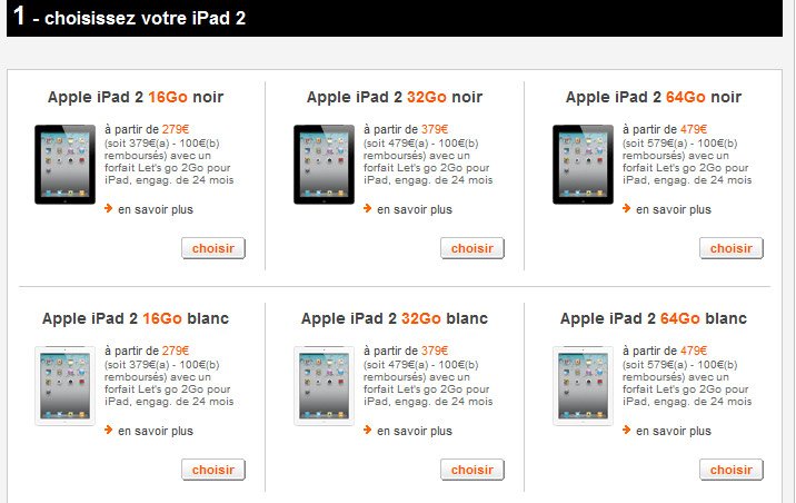 Offre de remboursement iPad 2 orange