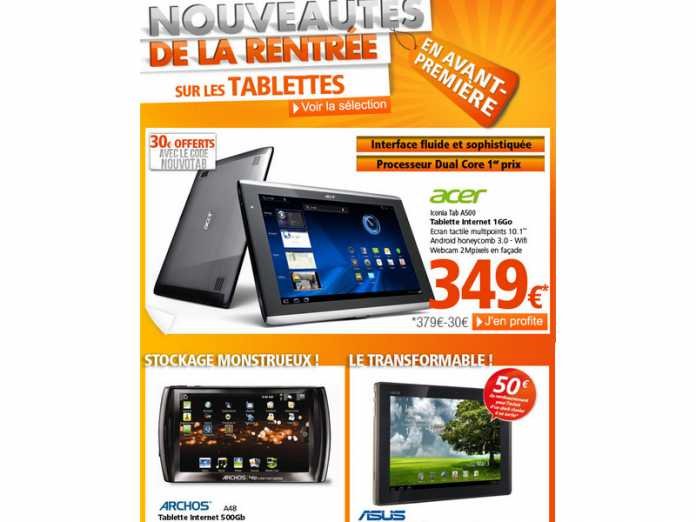 Les tablettes tactiles Acer Iconia Tab A500 et Asus Eee Pad Transformer en promo chez RueduCommerce 2