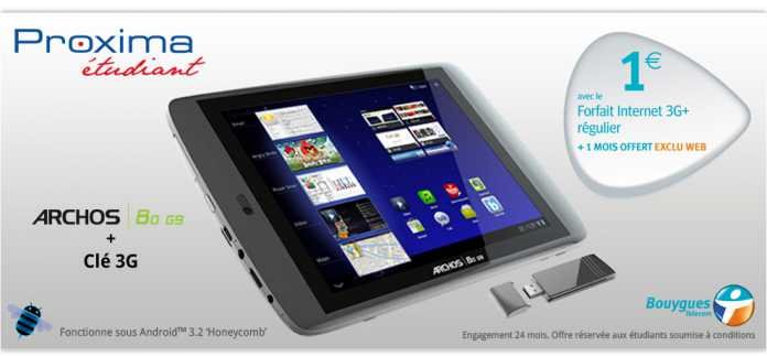 Forfait Tablette Proxima Etudiant  : la tablette Archos 80 G9 + Clé 3G à 1€ pour les étudiants 2