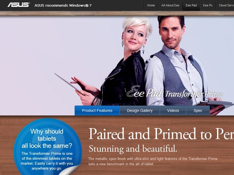 Asus Transformer Prime : lancement d'un site dédié en HTML 5 2