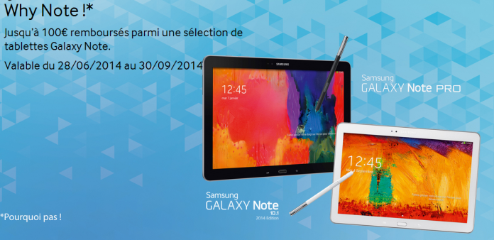 Jusqu’à 100€ remboursés parmi une sélection de tablettes Galaxy Note 